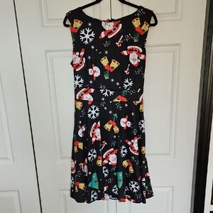 Festive Santa Womens Dress - Black